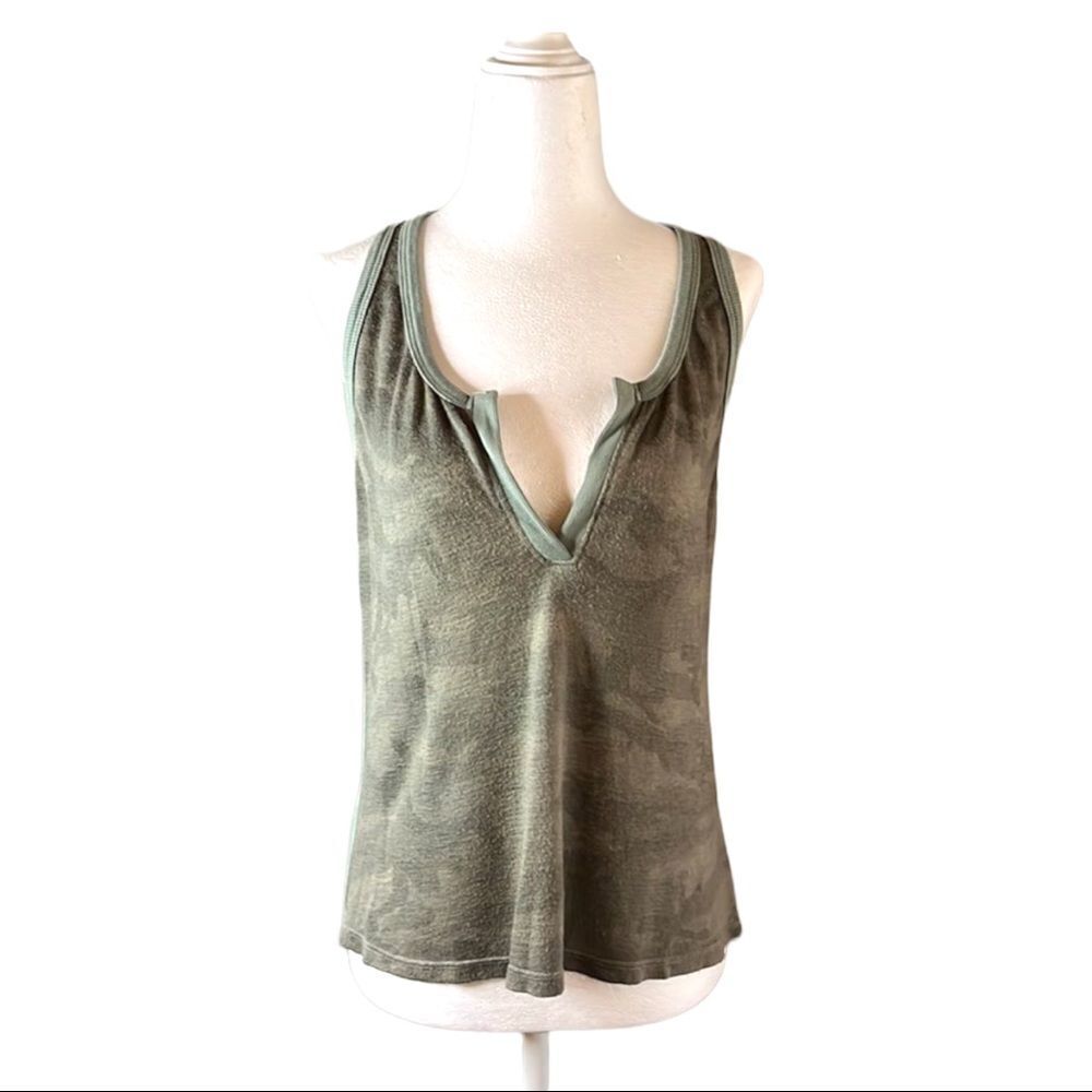 RED Haute Green Cami tank top deep V-neck sz small. Rope detailing on back.